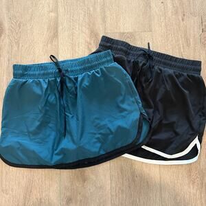 NEW Thrive Societe Athletic Skort Bundle Large Teal Black Tie Waist Activewear